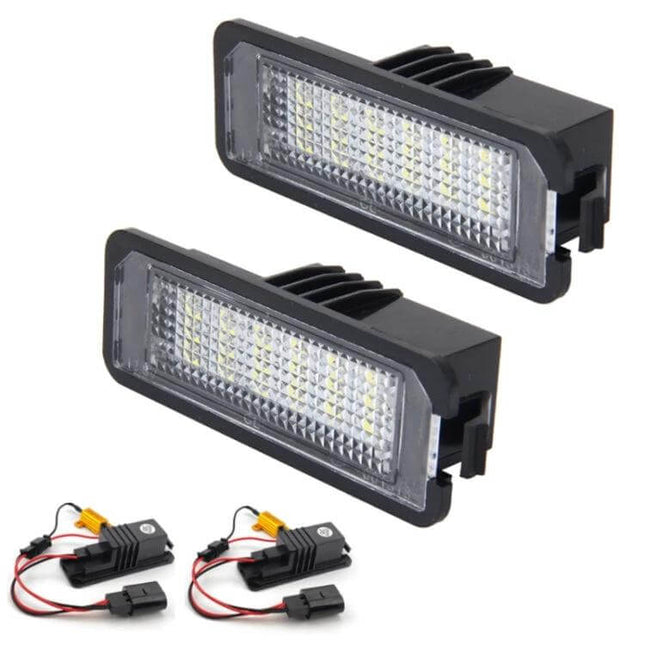 2-Pack Volkswagen LED License Plate Lights For Golf Passat Polo - bright 6500K LED replacement with 182 LEDs and plug-in molded housing
