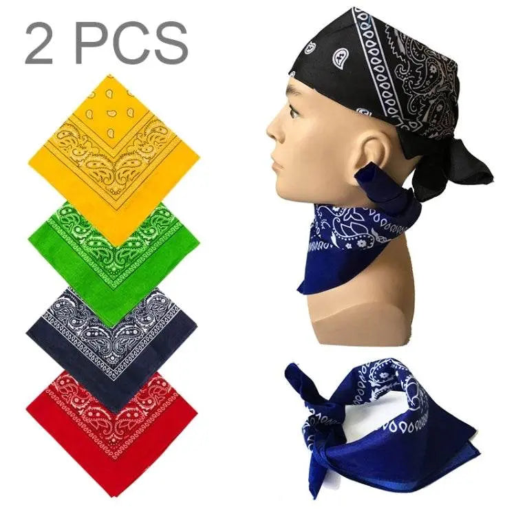 2 Pcs Outdoor Seamless Pure Cotton Bandana Scarf Unisex 