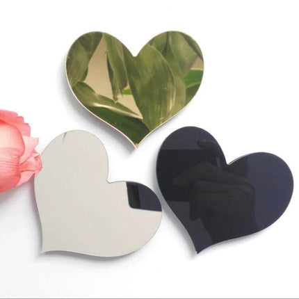 2-Piece Acrylic Mirror 3D Letter Wall Stickers For Home Decor - silver heart-shaped mirror decals set for wall accents
