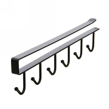 2 Pack Hooks Storage Rack For Cup And Towel Hanging Kitchen Bath Organizer - black metal 6-hook under-shelf hanger for mugs towels brushes