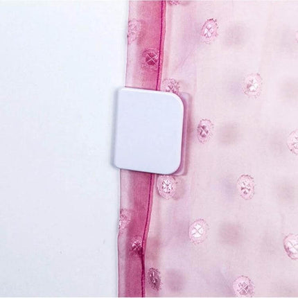 Shower Curtain Clips Set Plastic Viscose For Easy Bathroom Use 2 Pack – white plastic clip securing pink shower curtain, 5 cm, 2-pack rental-friendly