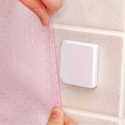 Shower Curtain Clips Set Plastic Viscose For Easy Bathroom Use 2 Pack – two lightweight plastic clips securing shower curtain to tile without tools
