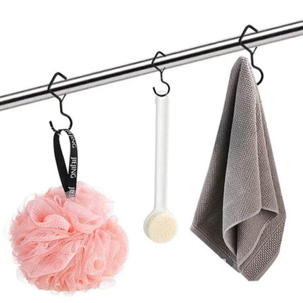 2-Pack S Hooks With Safety Buckle For Hanging Items hanging spa loofah brush towel on metal rail, 15kg capacity, stainless steel hooks