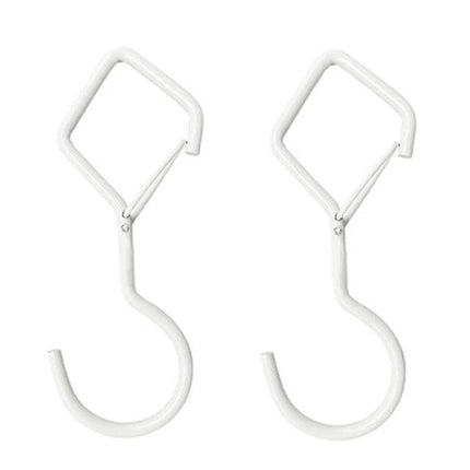 2-Pack S Hooks With Safety Buckle For Hanging Items - white metal S hooks with spring safety buckles for kitchen, closet, garage organization