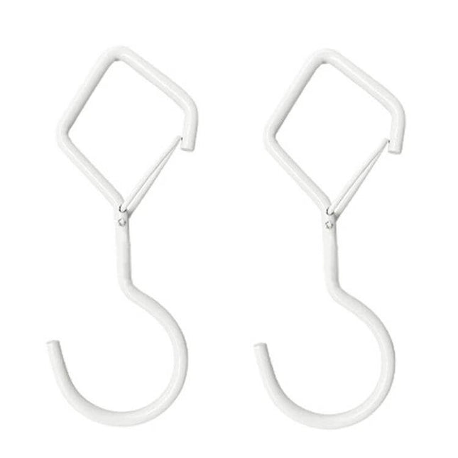 2-Pack S Hooks With Safety Buckle For Hanging Items - white metal S hooks with spring safety buckles for kitchen, closet, garage organization