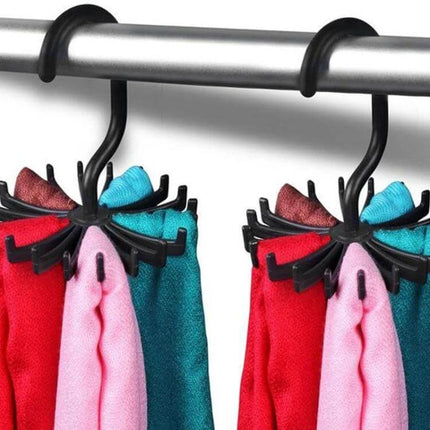 20 Claws Rotatable Tie Rack Hanger For Ties Belts Scarves hanging multiple scarves on rotatable 20-claw organizer to save closet space