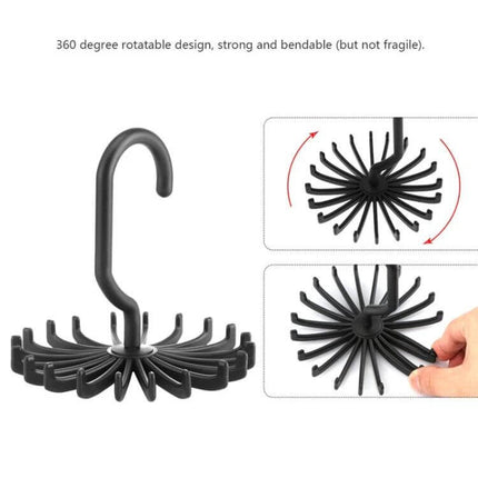 20 Claws Rotatable Tie Rack Hanger For Ties Belts Scarves - black 360° rotatable 20-claw organizer for ties belts scarves, space-saving closet accessory