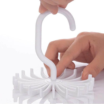 20 Claws Rotatable Tie Rack Hanger For Ties Belts Scarves - white 20-claw rotating hook organizer for ties belts and scarves