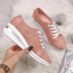 Casual Canvas Wedge Sneakers for Summer and Autumn with Breathable Air Mesh and Medium Heel