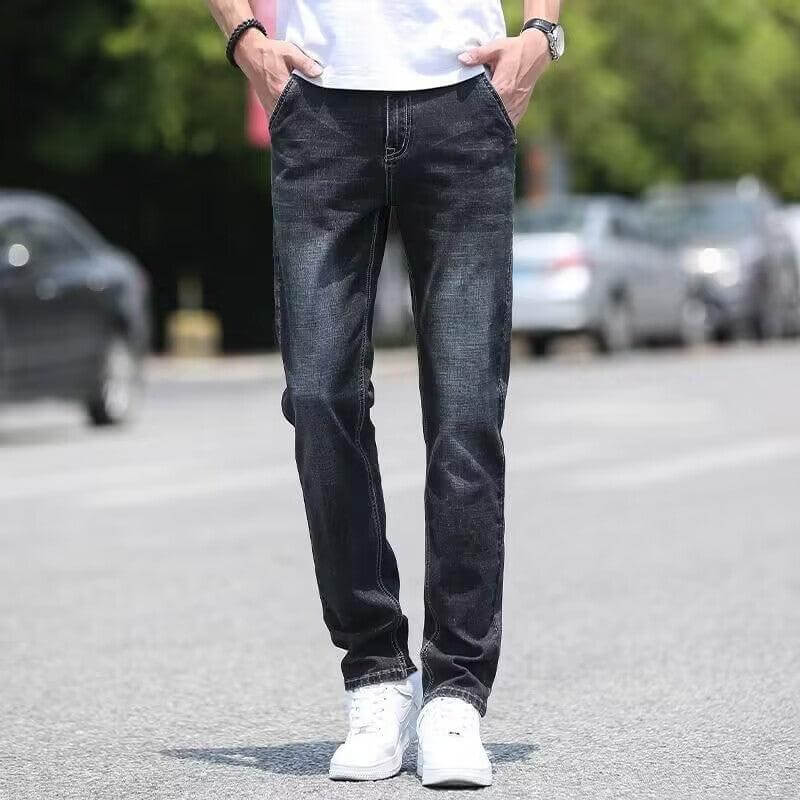 Men's Casual Straight Fit Jeans - Lightweight Loose Long Pants