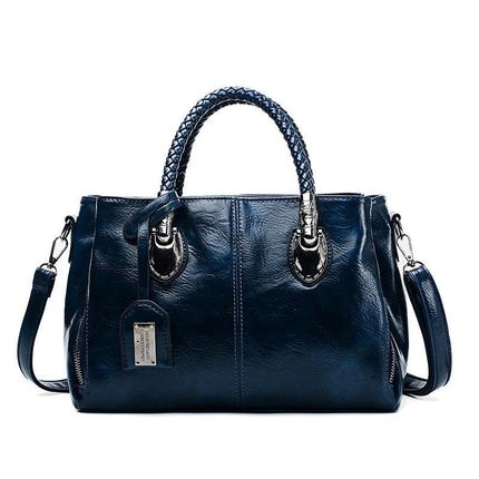 Vintage PU Handbag With Woven Handle For Everyday Use 30x14x20cm