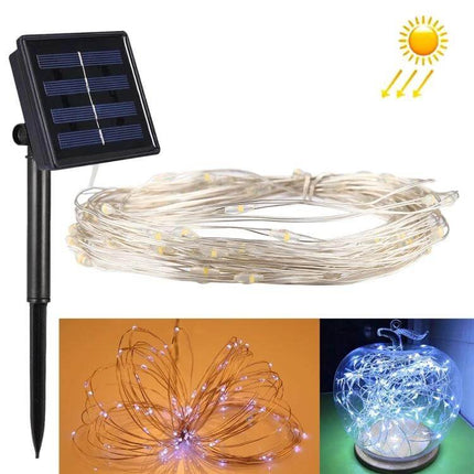 20m Solar String Lights Fairy Lamp For Outdoor Decor - 20m solar-powered fairy string lights with compact panel, flexible wire for garden, patio, fence décor