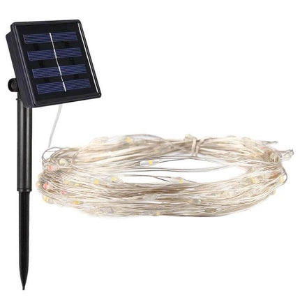 20m Solar String Lights Fairy Lamp For Outdoor Decor with compact solar panel and flexible wire, ideal for garden patios and fences