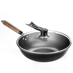 Handcrafted Traditional Iron Wok with Wooden Handle