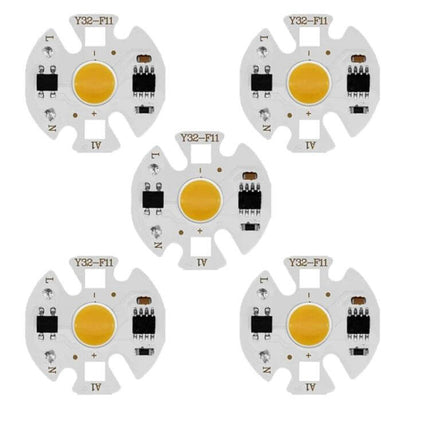 COB LED DIY Downlight Chip 220V Smart IC For Spotlights - five circular 3W-10W LED retrofit modules for recessed and spotlight housings