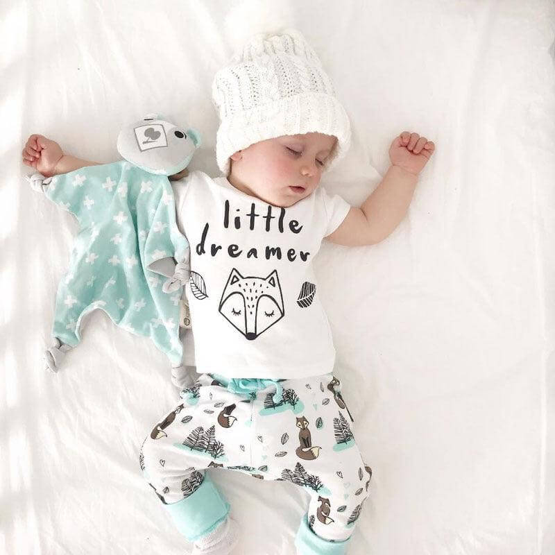 Infant Cotton Outfit Set: T-Shirt and Pants for Boys and Girls