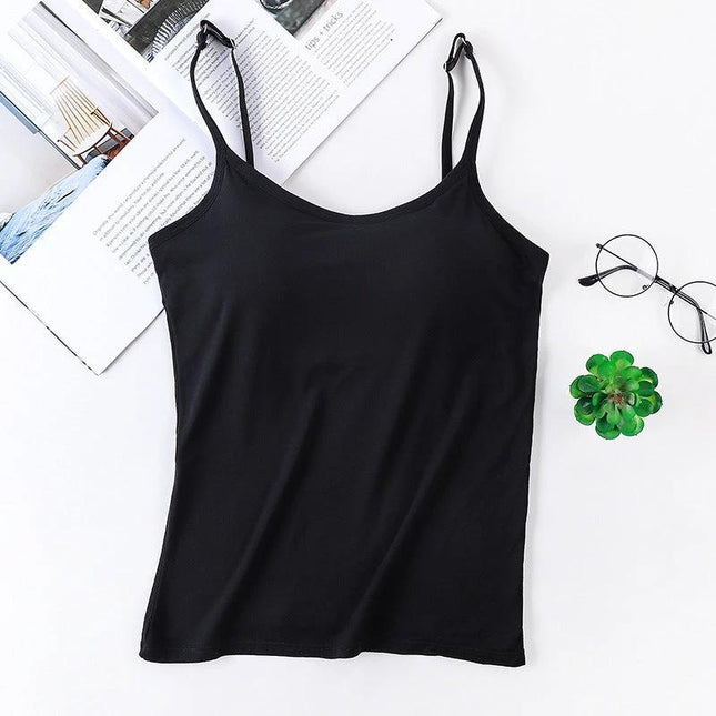 Comfortable Women's Wireless Seamless Bra with Spaghetti Straps black modal cotton everyday smooth fit under t-shirts