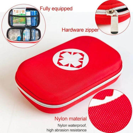 25 In 1 EVA Emergency Survival Kit For Car And Home Use red waterproof nylon first aid pouch with zipper, compact glove compartment kit