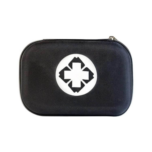25 In 1 EVA Emergency Survival Kit For Car And Home Use compact waterproof black nylon pouch with white medical cross logo