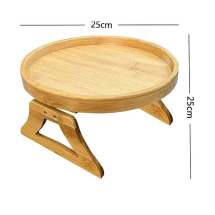 25cm Foldable Sofa Round Tray For Couch Armrest Wood Bamboo - bamboo 25cm round foldable armrest tray for drinks and snacks