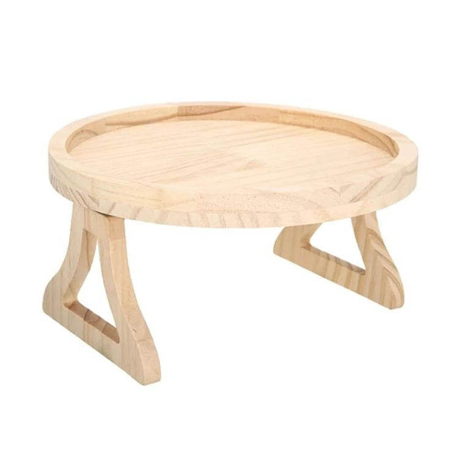 25cm Foldable Sofa Round Tray For Couch Armrest Wood Bamboo - pine wood armrest tray for drinks and snacks on sofa