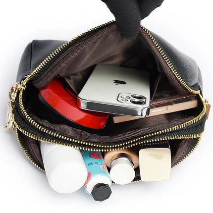Simple Shoulder Messenger Bag With Textured PU