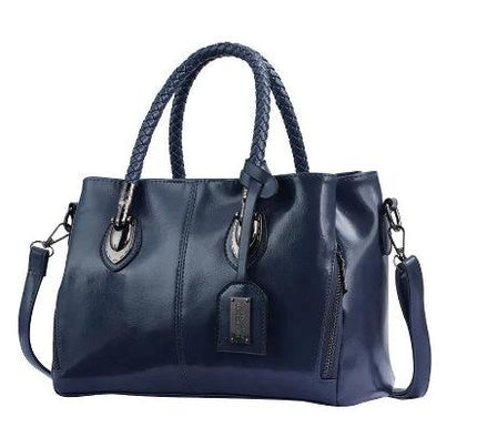 Vintage PU Handbag With Woven Handle For Everyday Use 30x14x20cm