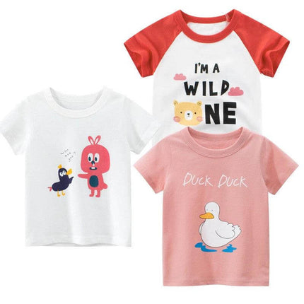 27home Girls Summer Short-Sleeve T-Shirt Princess Print 3-8Y white pink red cartoon tees for girls cotton summer playtime
