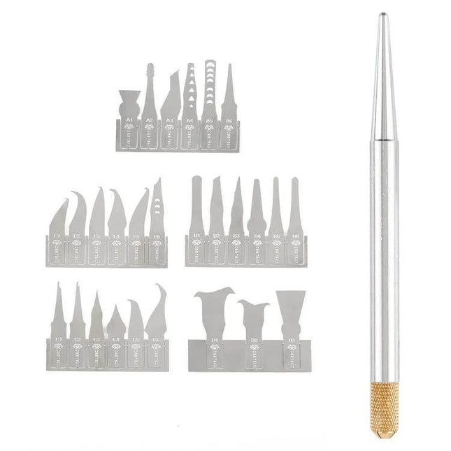 28-in-1 Phone CPU BGA Chip Removal Scraping Knife Set For Phone Repair – silicon manganese alloy blades precision phone CPU and BGA scraping tool