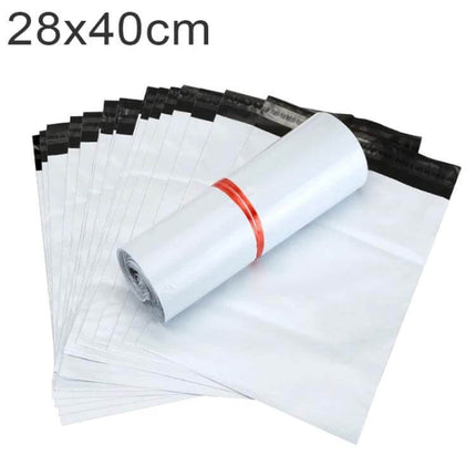 28x40cm Waterproof Packaging Bags, 100 Pcs Per Roll white poly mailer roll with black adhesive strip and edge banding, waterproof protective shipping bags