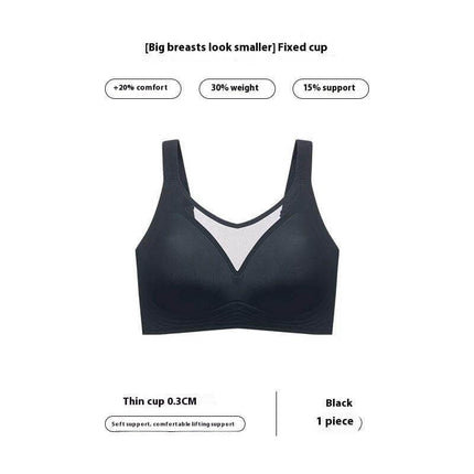 Comfortable Seamless Push-Up Bra with Nylon Fabric for Women black seamless push-up bra with fixed double-shoulder straps, smooth under t-shirts