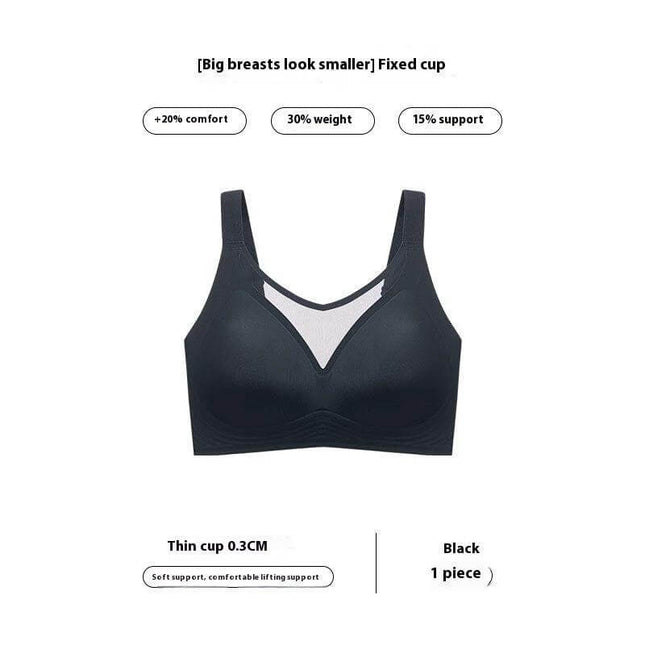 Comfortable Seamless Push-Up Bra with Nylon Fabric for Women black seamless push-up bra with fixed double-shoulder straps, smooth under t-shirts