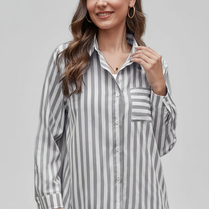 Striped Casual Shirt Regular Fit Short Sleeve Tee Classic