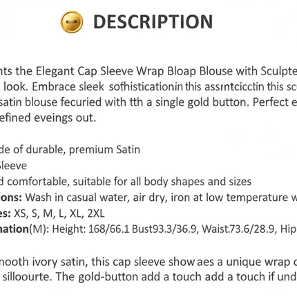 Satin Wrap Cap Sleeve Blouse For Work And Evening Wear