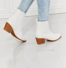 MMShoes Love the Journey Stacked Heel Chelsea Boot in White