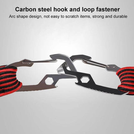 2m Elastic Strapping Rope With Hook For Bike Or Motorcycle Back Seat - carbon steel hooks, nylon strap, elastic core securing backpacks and helmets