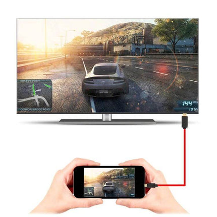 2 Meter MHL Micro USB To HDMI Adapter Cable For TV Mirroring showing smartphone mirrored to HDTV with cable connected