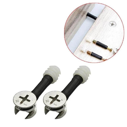 3 In 1 Furniture Connector Set For Easy Assembly 40mm And 35mm - black plastic and metal cam connectors for shelves and modular units