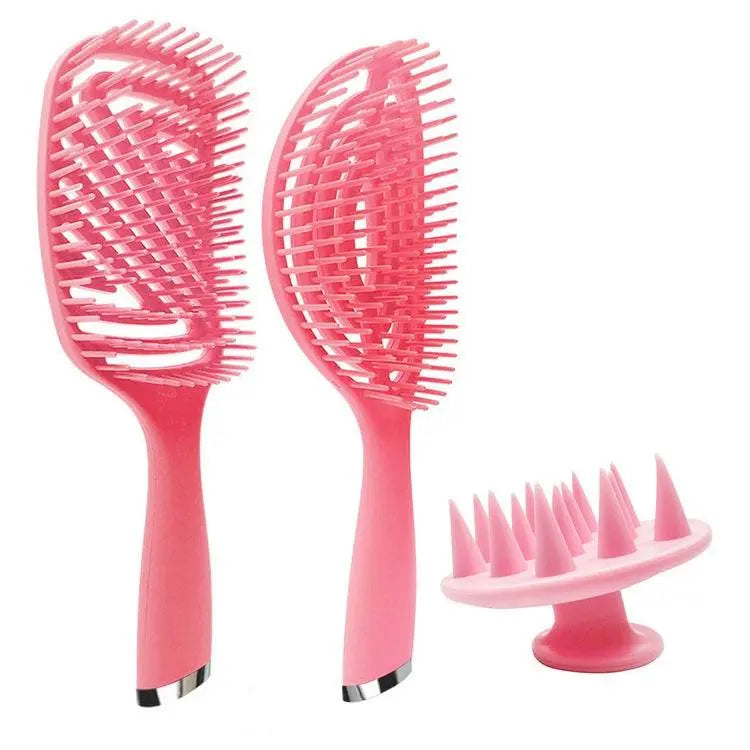 3 In 1 Plastic Curly Hair Salon Comb Set Hollow Massage Tool