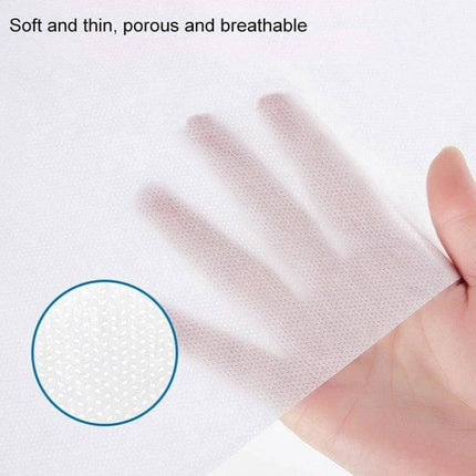 3-In-1 Travel Hotel Disposable Bedding Set For One Person showing soft thin breathable plant-fiber SMMS layer held by hand