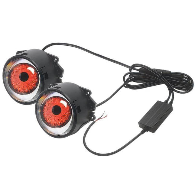 3-Inch LED Demon Eye Light for Cars and Motorcycles, dual red LED decorative grille accent with aluminum housing