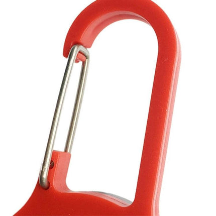 3 Pack Mini Carabiner COB Flashlight Keychain For Outdoors - close-up red carabiner hook with stainless spring clip on keychain light