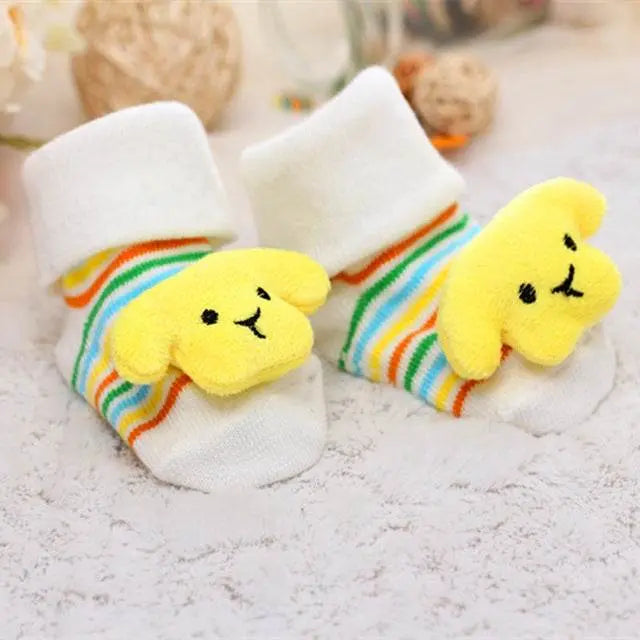 3 Pairs Cotton Cartoon Non-slip Baby Floor Socks Cute Dolls