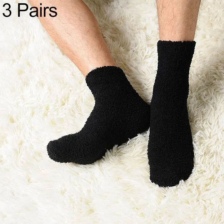 3 Pairs Winter Cashmere Socks for Men and Women Black Gray