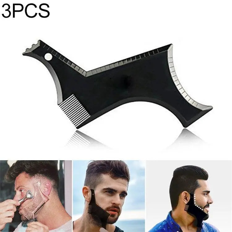 3 Pcs Beard Styling Template Stencil Men Comb Tool Black