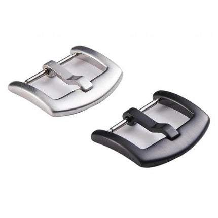 3-Piece Stainless Steel Watch Buckle Set For 18/20/22mm - two replacement 18/20/22mm 304 stainless steel buckles, polished silver and black finish