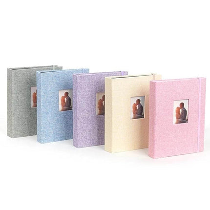 3-Inch 208-Pocket Cotton Linen Photo Album for Photos and Tickets - compact linen-covered albums in gray blue purple cream pink for 3-inch photos and tickets