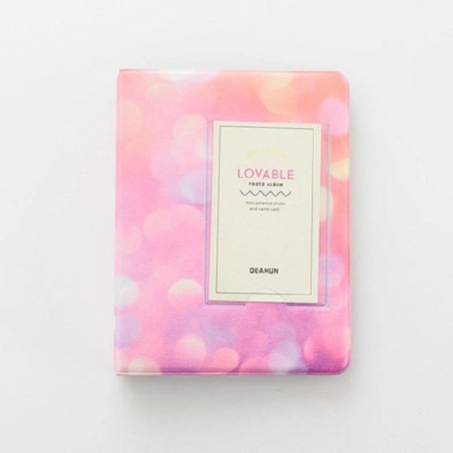 3-Inch PU Cover Photo Album for Keepsakes, Colorful Starry Series - pink bokeh PU pocket album holding up to 64 inserts