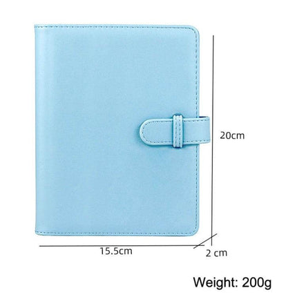 3-Inch PU Leather Retro Photo Album for Everyday Memories compact blue PU leather album with snap closure, holds 128 small photos and keepsakes