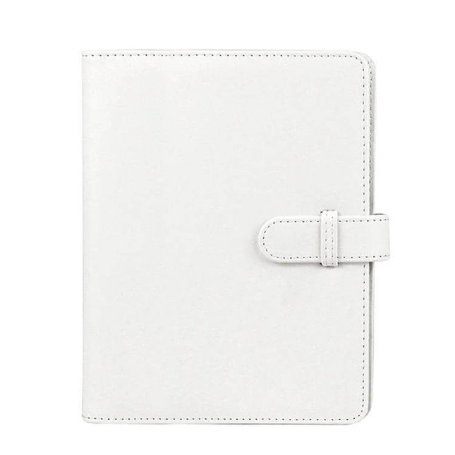 3-Inch PU Leather Retro Photo Album for Everyday Memories white PU leather compact album with snap closure, holds 6x8.4 cm photos and keepsakes